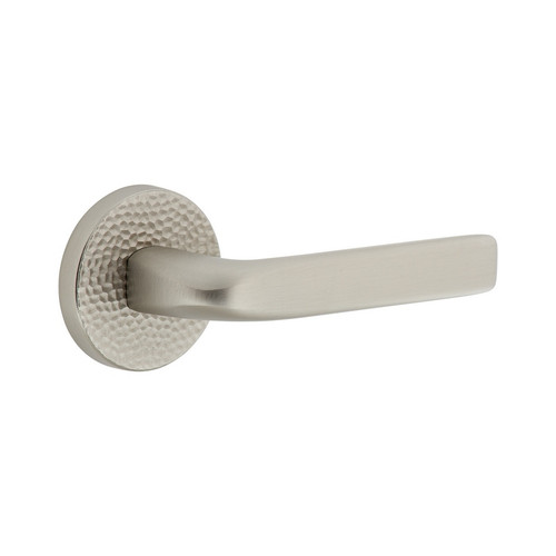 Viaggio Circolo Hammered Rosette Passage with Bella Lever in Satin Nickel - 620542-CLOMHMBLL-10-SN - 2 3/8" Backset