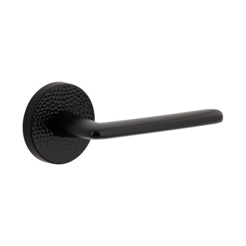 Viaggio Circolo Hammered Rosette Passage with Brezza Lever in Satin Black - 621091-CLOMHMBRZ-10-BK - 2 3/4" Backset