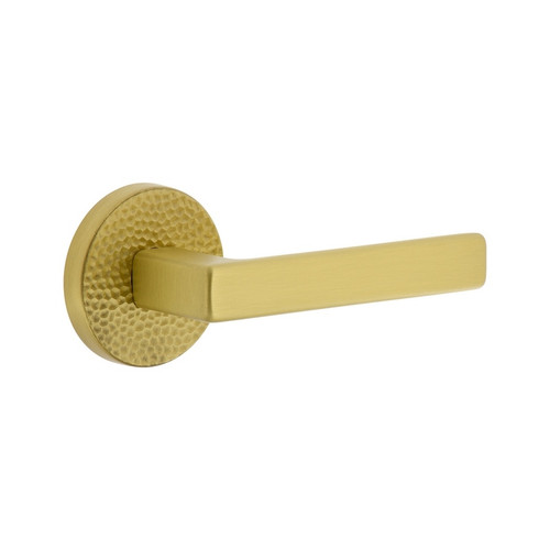 Viaggio Circolo Hammered Rosette Passage with Lusso Lever in Satin Brass - 621142-CLOMHMLUS-10-SB - 2 3/4" Backset