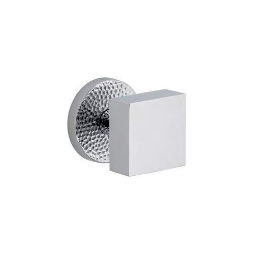 Viaggio Circolo Hammered Rosette Privacy with Quadrato Brass Knob in Bright Chrome - 622642-CLOMHMQAD-40-BC - 2 3/4" Backset