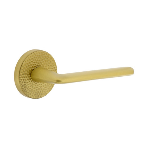 Viaggio Circolo Hammered Rosette Privacy with Brezza Lever in Satin Brass - 622894-CLOMHMBRZ-40-SB - 2 3/8" Backset