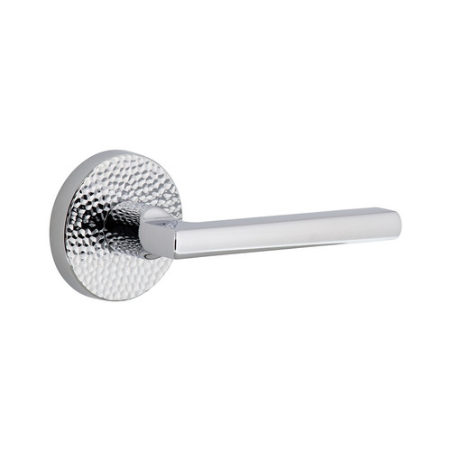 Viaggio Circolo Hammered Rosette Privacy with Milano Lever in Bright Chrome - 623042-CLOMHMMIL-40-BC - 2 3/8" Backset