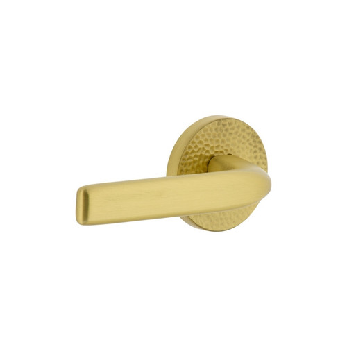 Viaggio Circolo Hammered Rosette Privacy with Bella Lever in Satin Brass - 623319-CLOMHMBLL-40-SB - 2 3/4" Backset