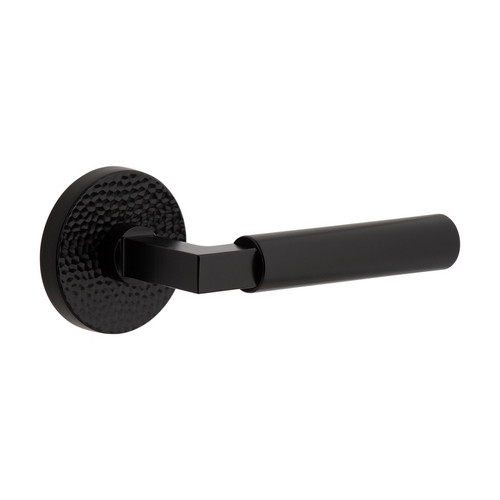 Viaggio Circolo Hammered Rosette Privacy with Contempo Smooth Lever in Satin Black - 624193-CLOMHMCON-STH-40-BK - 2 3/4" Backset