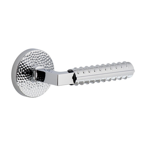 Viaggio Circolo Hammered Rosette Privacy with Contempo Rebar Lever in Bright Chrome - 624197-CLOMHMCON-REB-40-BC - 2 3/4" Backset