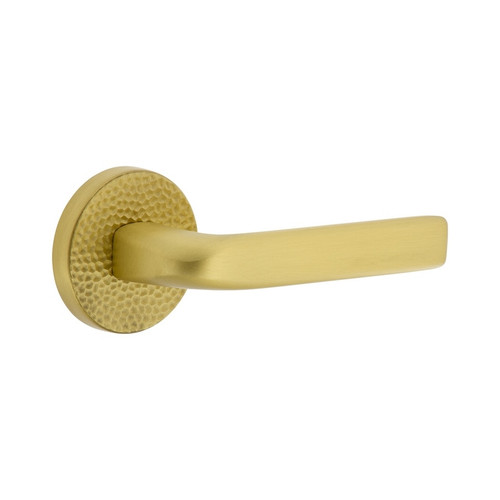 Viaggio Circolo Hammered Rosette Single Dummy with Bella Lever in Satin Brass - 625150-CLOMHMBLL-20-SB -  Backset