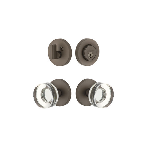 Viaggio Circolo Rosette with Circolo Crystal Knob and matching Deadbolt in Titanium Gray - 628797-CLOCLC-TG
