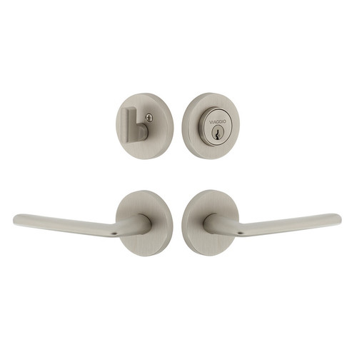 Viaggio Circolo Rosette with Brezza Lever and matching Deadbolt in Satin Nickel - 629596-CLOBRZ-SN