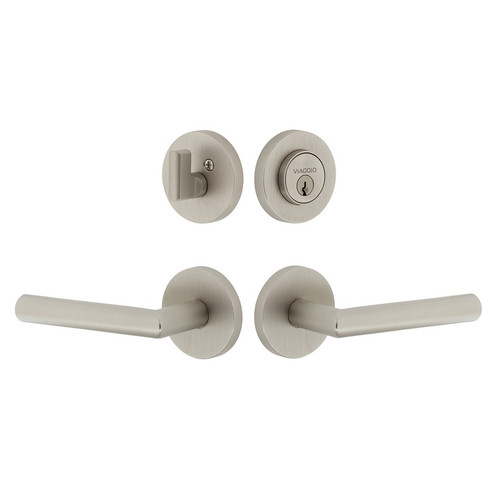 Viaggio Circolo Rosette with Moderno Lever and matching Deadbolt in Satin Nickel - 629671-CLOMOD-SN
