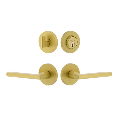 Viaggio Circolo Rosette with Milano Lever and matching Deadbolt in Satin Brass - 629745-CLOMIL-SB