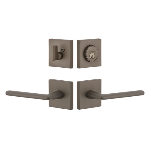 Viaggio Quadrato Rosette with Brezza Lever and matching Deadbolt in Titanium Gray - 629847-QADBRZ-TG