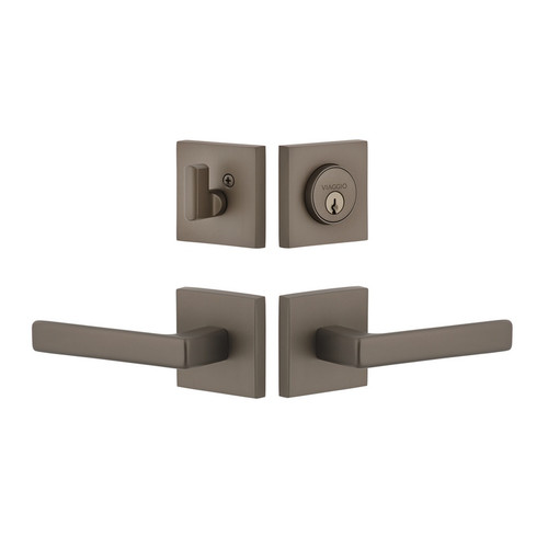 Viaggio Quadrato Rosette with Lusso Lever and matching Deadbolt in Titanium Gray - 629897-QADLUS-TG