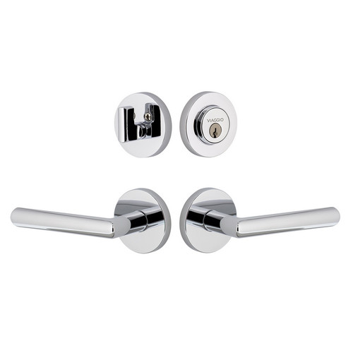 Viaggio Circolo Rosette with Moderno Lever and matching Deadbolt in Bright Chrome - 630168-CLOMOD-BC