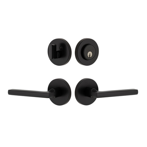 Viaggio Circolo Rosette with Milano Lever and matching Deadbolt in Satin Black - 630219-CLOMIL-BK