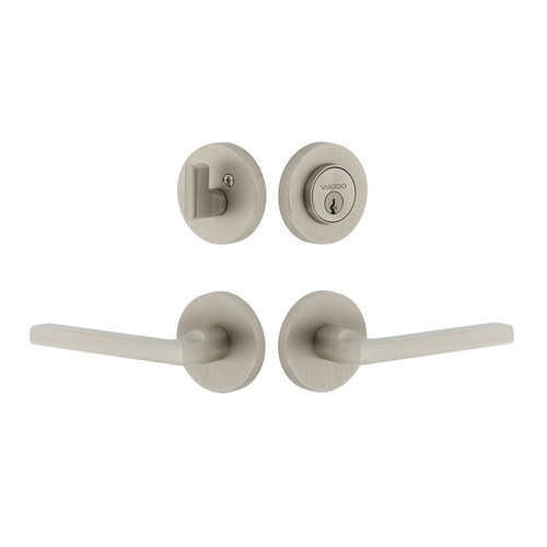 Viaggio Circolo Rosette with Milano Lever and matching Deadbolt in Satin Nickel - 630246-CLOMIL-SN