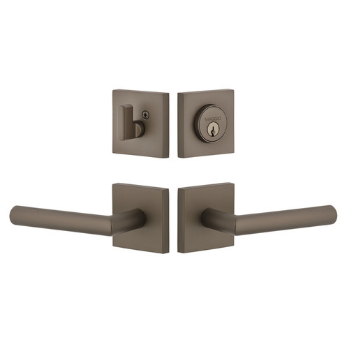 Viaggio Quadrato Rosette with Moderno Lever and matching Deadbolt in Titanium Gray - 630422-QADMOD-TG