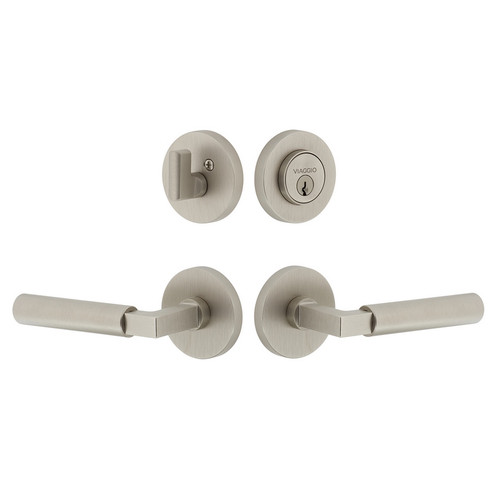Viaggio Circolo Rosette with Contempo Smooth Lever and matching Deadbolt in Satin Nickel - 630521-CLOCON-STH-SN