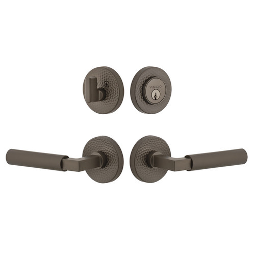 Viaggio Circolo Hammered Rosette with Contempo Smooth Lever and matching Deadbolt in Titanium Gray - 630862-CLOMHMCON-STH-TG