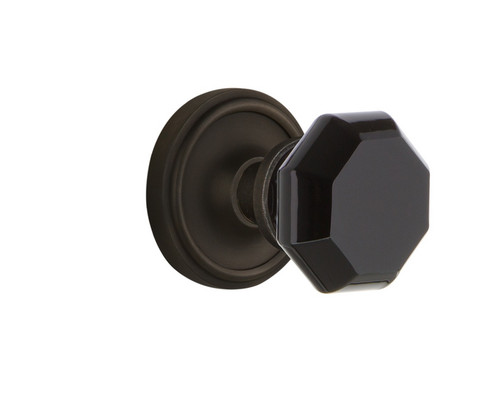 Nostalgic Warehouse - Classic Rosette Interior Mortise Waldorf Black Door Knob in Oil-Rubbed Bronze - CLAWAB - 726103 - 2 1/4" Backset