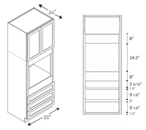 Blue Valley White Shaker Kitchen Cabinet - WHS-OC33DOWN-DRAWER