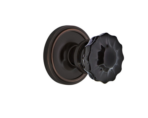 Nostalgic Warehouse - Classic Rosette Passage Crystal Black Glass Door Knob in Timeless Bronze - CLACRB - 726626 - 2 3/8" Backset