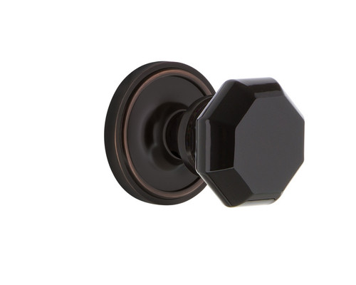 Nostalgic Warehouse - Classic Rosette Privacy Waldorf Black Door Knob in Timeless Bronze - CLAWAB - 724161 - 2 3/4" Backset