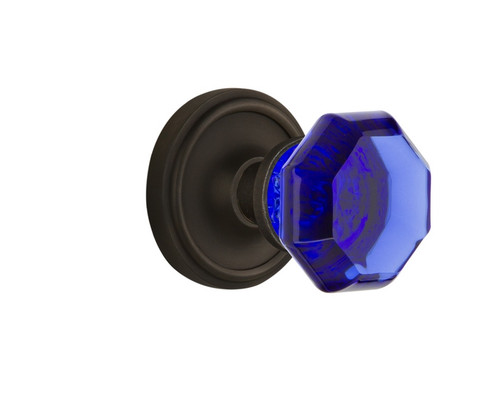 Nostalgic Warehouse - Classic Rosette Passage Waldorf Cobalt Door Knob in Oil-Rubbed Bronze - CLAWAC - 720222 - 2 3/4" Backset