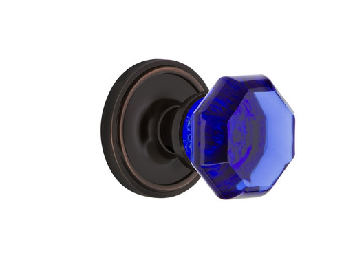 Nostalgic Warehouse - Classic Rosette Passage Waldorf Cobalt Door Knob in Timeless Bronze - CLAWAC - 720234 - 2 3/4" Backset