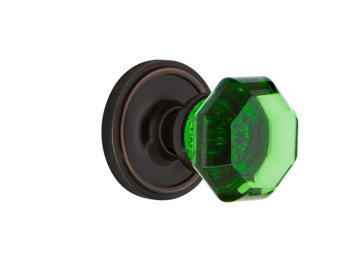 Nostalgic Warehouse - Classic Rosette Passage Waldorf Emerald Door Knob in Timeless Bronze - CLAWAE - 720238 - 2 3/4" Backset