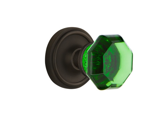 Nostalgic Warehouse - Classic Rosette Privacy Waldorf Emerald Door Knob in Oil-Rubbed Bronze - CLAWAE - 724148 - 2 3/4" Backset