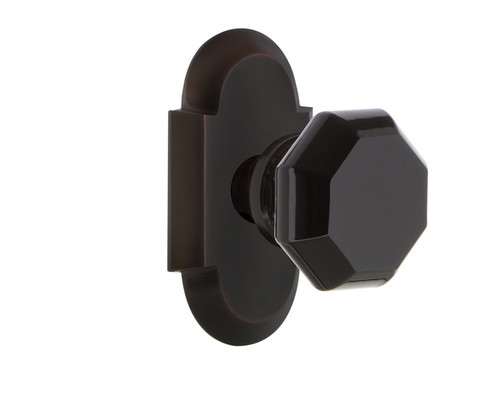 Nostalgic Warehouse - Cottage Plate Passage Waldorf Black Door Knob in Timeless Bronze - COTWAB - 720347 - 2 3/4" Backset