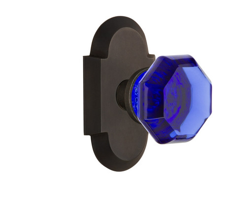 Nostalgic Warehouse - Cottage Plate Privacy Waldorf Cobalt Door Knob in Oil-Rubbed Bronze - COTWAC - 724268 - 2 3/8" Backset