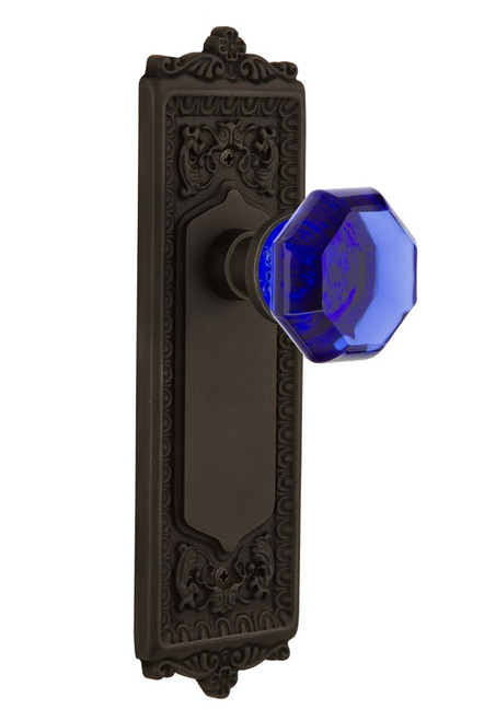 Nostalgic Warehouse - Egg & Dart Plate Passage Waldorf Cobalt Door Knob in Oil-Rubbed Bronze - EADWAC - 720624 - 2 3/8" Backset