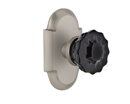 Nostalgic Warehouse - Cottage Plate Single Dummy Crystal Black Glass Door Knob in Satin Nickel - COTCRB - 726905