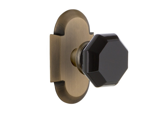 Nostalgic Warehouse - Cottage Plate Double Dummy Waldorf Black Door Knob in Antique Brass - COTWAB - 723174