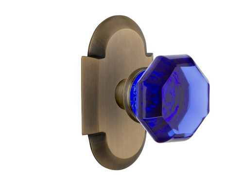 Nostalgic Warehouse - Cottage Plate Double Dummy Waldorf Cobalt Door Knob in Antique Brass - COTWAC - 723171