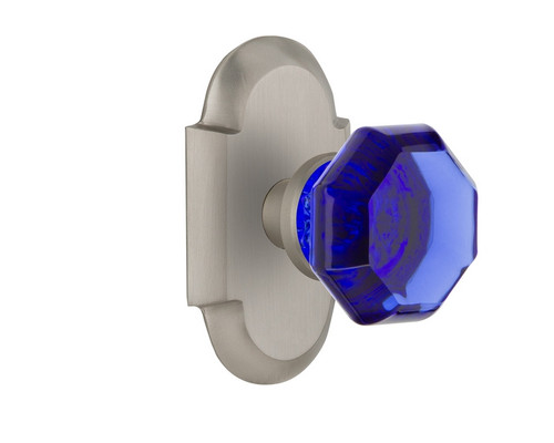 Nostalgic Warehouse - Cottage Plate Double Dummy Waldorf Cobalt Door Knob in Satin Nickel - COTWAC - 723191