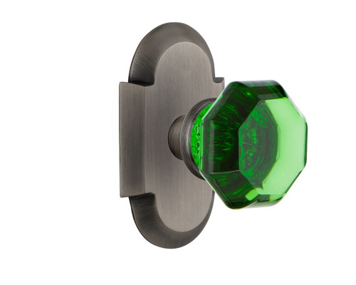 Nostalgic Warehouse - Cottage Plate Double Dummy Waldorf Emerald Door Knob in Antique Pewter - COTWAE - 723177
