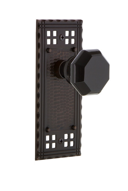 Nostalgic Warehouse - Craftsman Plate Single Dummy Waldorf Black Door Knob in Timeless Bronze - CRAWAB - 722253