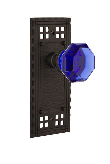 Nostalgic Warehouse - Craftsman Plate Double Dummy Waldorf Cobalt Door Knob in Oil-Rubbed Bronze - CRAWAC - 723222