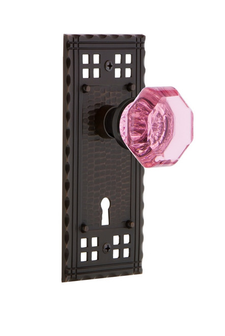 Nostalgic Warehouse - Craftsman Plate Double Dummy Waldorf Pink Door Knob in Antique Brass - CRAWAP - 723215