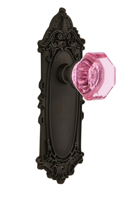 Nostalgic Warehouse - Victorian Plate Double Dummy Waldorf Pink Door Knob in Oil-Rubbed Bronze - VICWAP - 723670