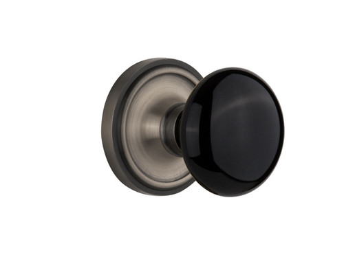 Nostalgic Warehouse - Classic Rosette Double Dummy Black Porcelain Door Knob in Antique Pewter - CLABLK - 710193
