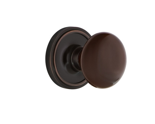Nostalgic Warehouse - Classic Rosette Double Dummy Brown Porcelain Door Knob in Timeless Bronze - CLABRN - 700752