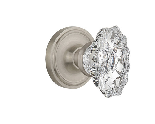 Nostalgic Warehouse - Classic Rosette Single Dummy Chateau Door Knob in Satin Nickel - CLACHA - 713719