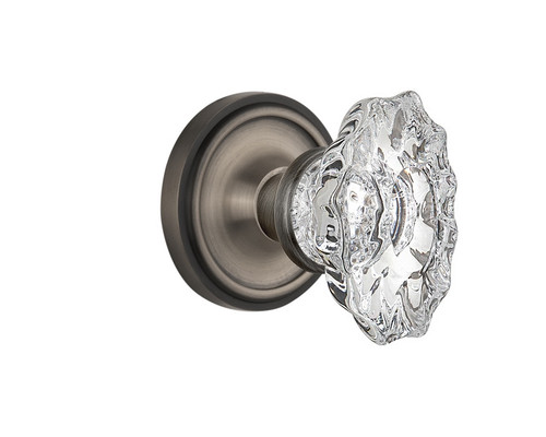 Nostalgic Warehouse - Classic Rosette Privacy Chateau Door Knob in Antique Pewter - CLACHA - 713913 - 2 3/8" Backset