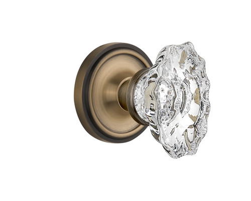 Nostalgic Warehouse - Classic Rosette Privacy Chateau Door Knob in Antique Brass - CLACHA - 713255 - 2 3/4" Backset