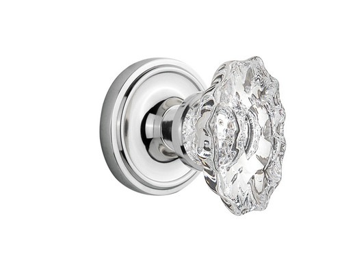 Nostalgic Warehouse - Classic Rosette Privacy Chateau Door Knob in Bright Chrome - CLACHA - 713265 - 2 3/4" Backset