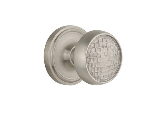 Nostalgic Warehouse - Classic Rosette Passage Craftsman Door Knob in Satin Nickel - CLACRA - 716385 - 2 3/8" Backset