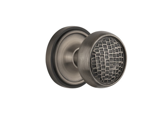 Nostalgic Warehouse - Classic Rosette Privacy Craftsman Door Knob in Antique Pewter - CLACRA - 713303 - 2 3/4" Backset